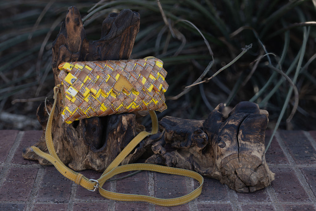 Yellow and Brown Small Shoulder Bag