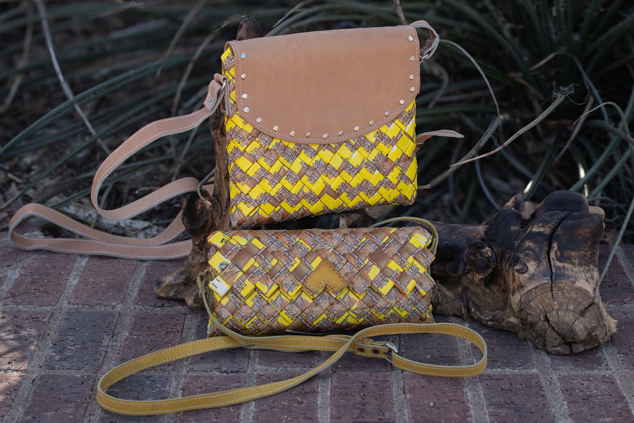 Yellow and Brown Small Shoulder Bag